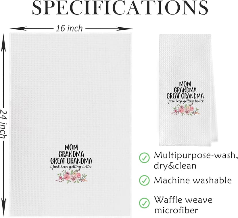 Great Grandma Dish Towels - Great Grandma Gifts Waffle Weave Kitchen Towels, Grandma Hand Towel, Grandma Tea Towel, Grandma Gifts from Grandson Granddaughter (16×24 Inches)