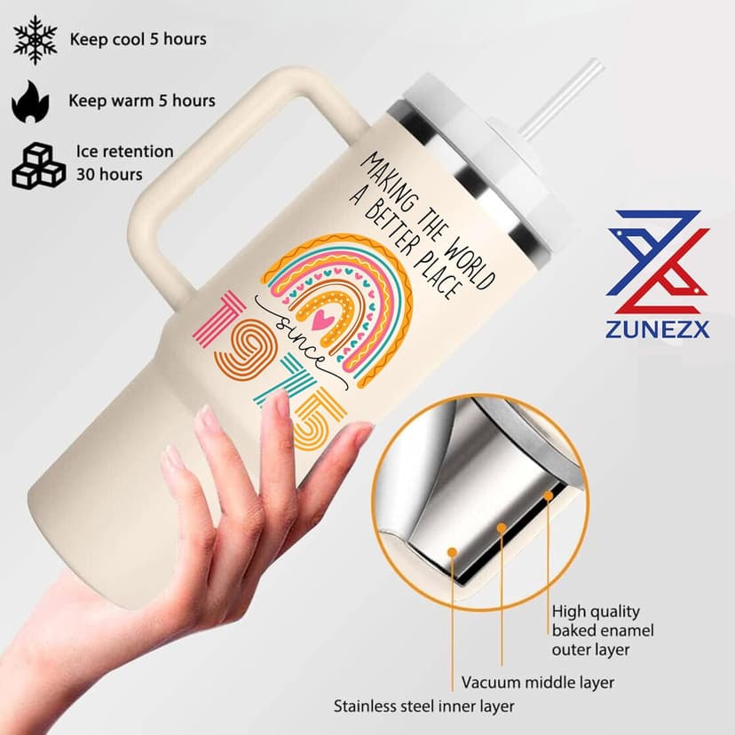 50th Birthday Gifts For Her, Women - 1975 Birthday Gift For Women - Cool Birthday Gift For 50 Year Old Woman - 50 And Fabulous Gift For Women - Gift For Women Turning 50-50th Tumbler 40oz