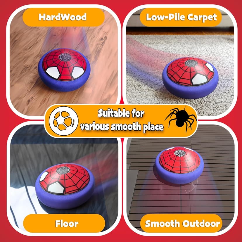 Soccer Toys for Boys 4-6 Hover Soccer Ball Indoor Gifts for Boys Kids Toys Birthday Gifts for 4 5 6 7 8 9 10 Year Old Boy Air Floating Soccer Toy with LED Lights Foam Bumper