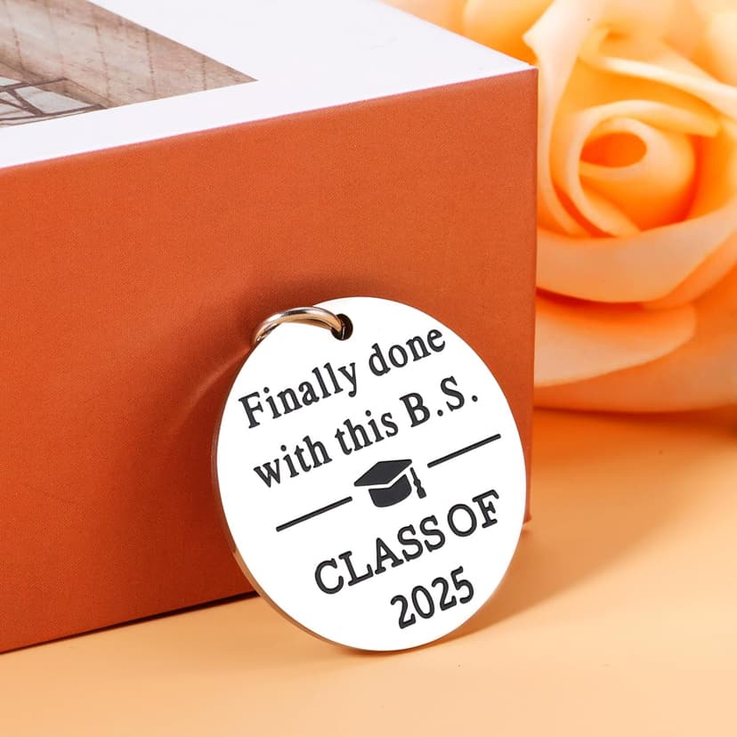 KINMES Funny College Graduation Gifts for Him Her 2025 College High School Master Degree Graduation Gifts, Senior Gift for Son Daughter Class of 2025 Keychain, Senior Night Gift for Graduate Friends