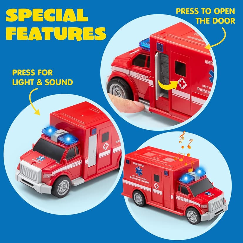 JOYIN Toddler Fire Truck Toys for 3 4 5 6 7 Year Old Boys - Fire Engine, Emergency Vehicle, Kids Firetruck, Friction Powered Car with Lights and Sounds, Christmas Birthday Gifts for Boys Girls Age 3-9