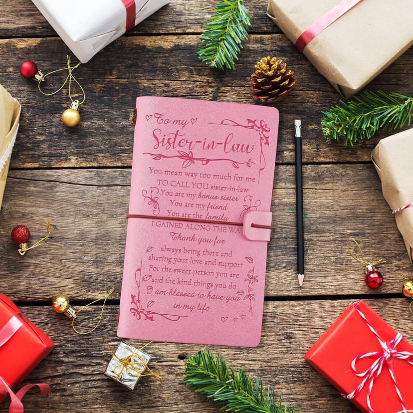 PRSTENLY Sister In Law Gifts Leather Journal, 140 Page Refillable Journal Christmas Graduation Birthday Mothers Day Gifts for Sister In Law