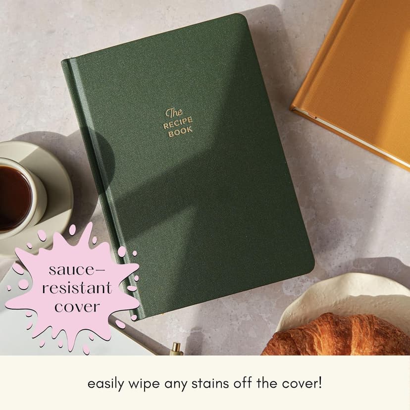 Kunitsa Co. Recipe Notebook - Keepsake Gift, Hardcover Blank Recipe Book to Write In Your Own Recipes with Journaling Prompts About the Chef, 100 Recipes, Dark Pine