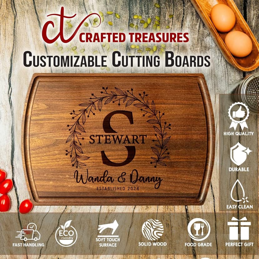 Crafted Custom Cutting Board - Personalized Christmas Gifts - Personalized Cutting Board - Engraved Charcuterie Board - Wedding Gift for Couple, Bride, Bridal Shower, Anniversary, Housewarming