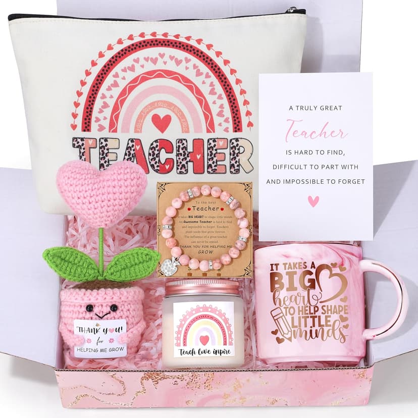 Teacher Appreciation Gifts for Women 7 Pcs, Back to School End of Year Thank You Gifts for Teachers Basket for Graduation, Retirement, Birthday, Christmas