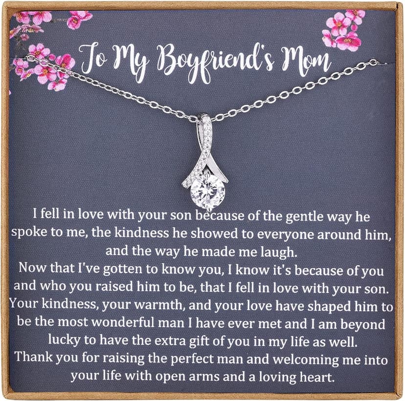 NOREGRET Gift to My Boyfriends Mom Necklace 925 Sterling Silver Necklace Gifts for Boyfriends Mom Mothers Day Gift Birthday Gifts