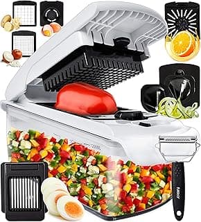 Fullstar The Original Pro Chopper - Vegetable Chopper and Spiralizer, Food Chopper with Container, Fruit Slicer, Kitchen Gadgets & Accessories, Home Essentials (9 in 1, White)