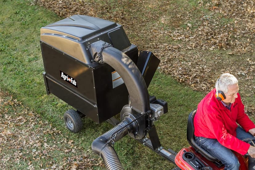 Agri-Fab 45-0578 Large Capacity 32 CU FT Hard Top Chip- N-Vac, Tow Behind Lawn Vacuum, Leaf Mulcher, Gas Powered, Easy Foot Pedal Dumping