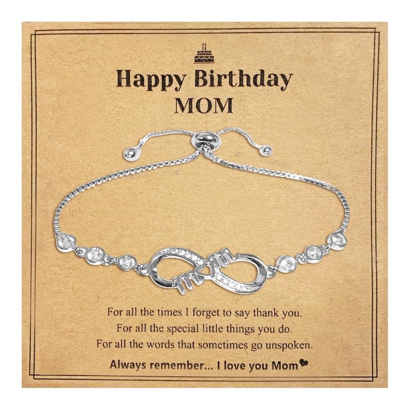 Infinity Love Heart Happy Birthday Mom Bracelet, Mom Birthday Gifts From Daughter, Son, Things To Get Your Mom For Her Birthday, Unique Jewelry For Women, Regalos Para Mamá Cumpleaños