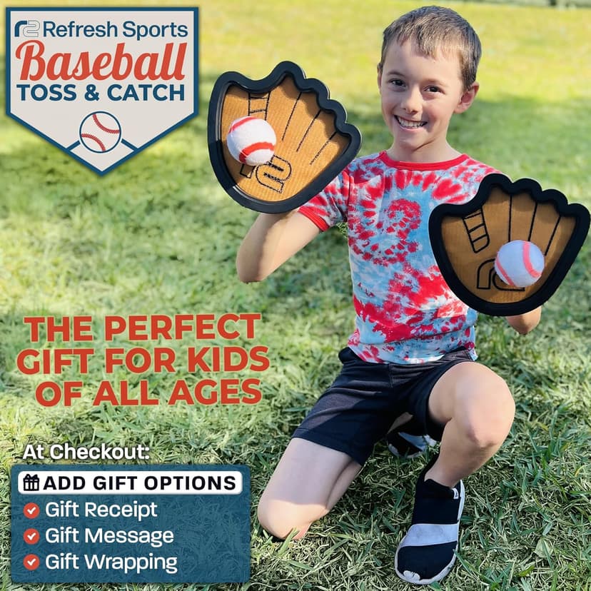 Toss and Catch Ball Game Set - Easy to Use Sticky Balls & Beginner Baseball Training Glove - Premium Toy Paddle Fits All Hand Sizes From Toddlers to Teens & Adults - Fun Gift Idea for Boys and Girls