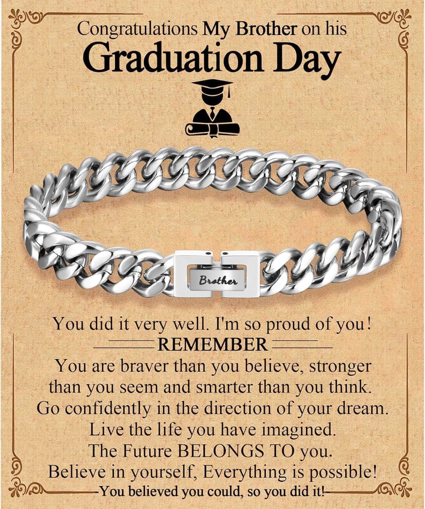 Dad Son Grandson Uncle Nephew Brother Husband Boyfriend Gifts for Men Boys, Cuban Chain Link Bracelet Gifts Graduation Back to School Birthday Christmas Anniversary Valentines Day Gifts for Him Men Teen Boys