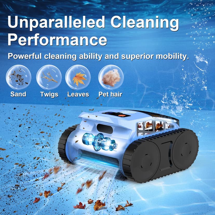 (2025 Upgrade) Pool Vacuum for Inground Pools, Robotic Pool Cleaner, Wall Climbing Pool Cleaner, Cleans Pool Floors, Drain & Walls & Waterline, Cleaning Up to 2100 Sq.ft, 180 Min