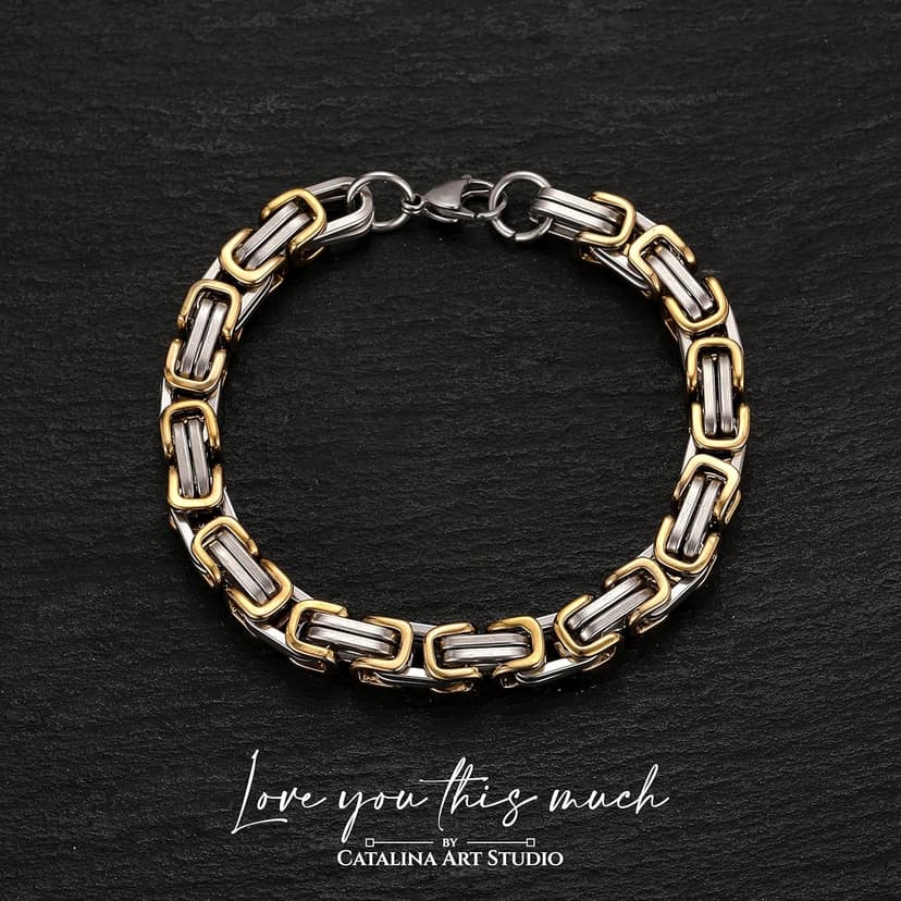 Love You This Much Steel Twist Bracelet for Him - Birthday & Wedding Gift for Husband, Boyfriend, or Fiance