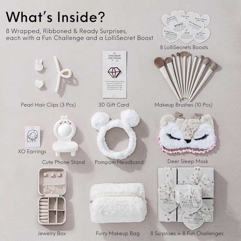 HAPPY LOLLI Birthday Gift for Tween & Teen Girls – 8 Wrapped Gifts with Empowering Tasks – Perfect for Christmas & Birthdays