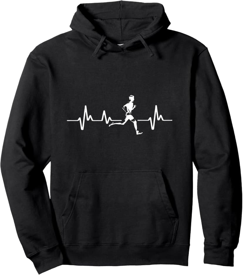Running heartbeat Cross country running gift for boys men Pullover Hoodie