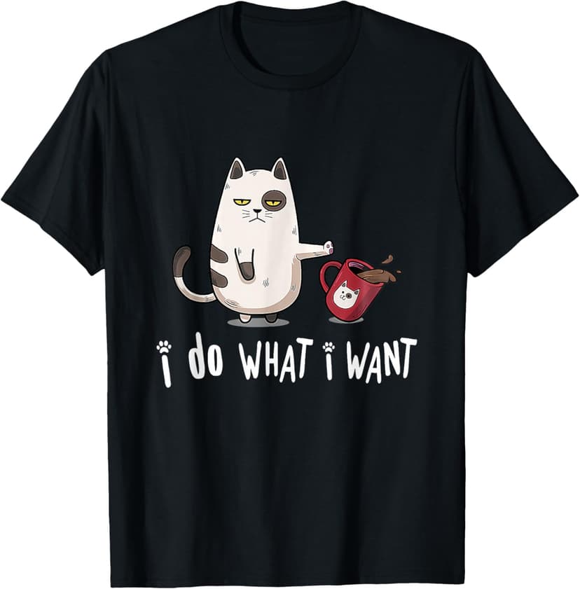 Meow I Do What I Want Vintage Black Cat Red Cup Funny My Cat T-Shirt