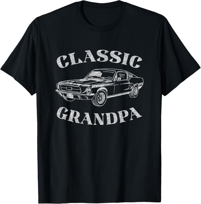 Funny Grandpa Classic Car Graphic T-Shirt