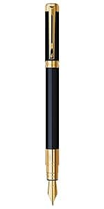 Waterman Expert Fountain Pen Gloss Black with 23k Gold Trim Fine Nib Gift Box