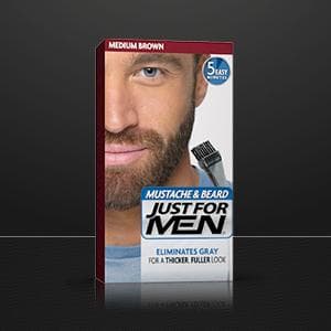 Just for Men Mustache & Beard, Beard Dye for Men with Brush Included, With Keratin Biotin Aloe and Coconut Oil for Healthy Facial Hair - Dark Brown, M-45, Pack of 3 (Packaging May Vary)