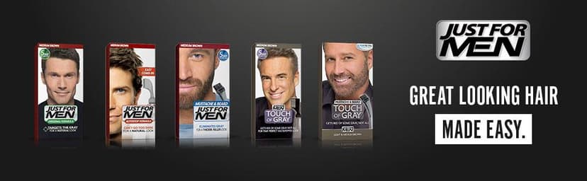 Just for Men Mustache & Beard, Beard Dye for Men with Brush Included, With Keratin Biotin Aloe and Coconut Oil for Healthy Facial Hair - Dark Brown, M-45, Pack of 3 (Packaging May Vary)