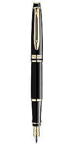 Waterman Expert Fountain Pen Gloss Black with 23k Gold Trim Fine Nib Gift Box