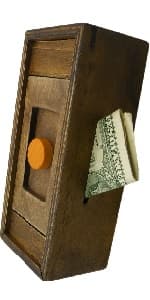 Puzzle Box Enigma Secret Discovery - Money and Gift Card Holder in a Wooden Magic Trick Lock with Hidden Compartment Piggy Bank Brain Teaser Game
