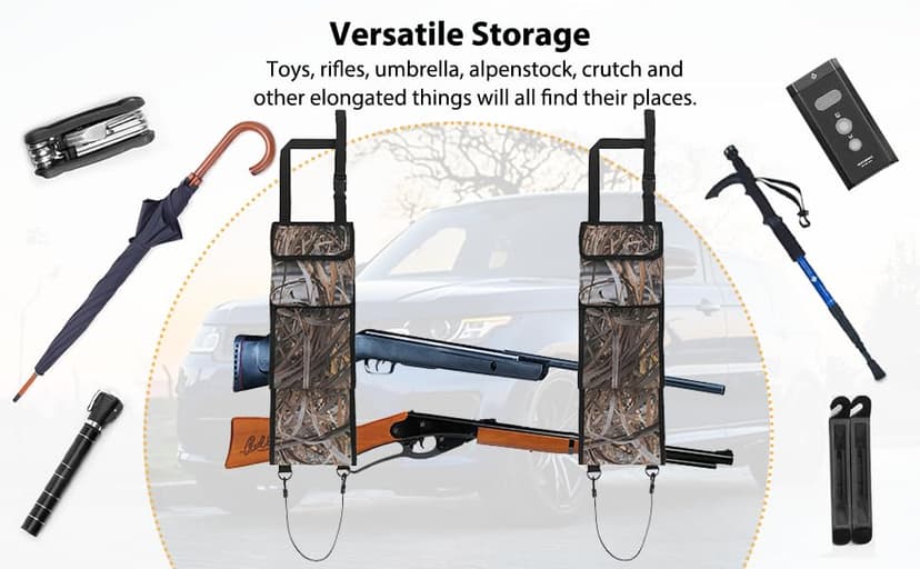 MYDAYS Seat Back Gun Rack, Gun Sling Bag, Camo Front Seat Gun Organizer Holder for Hunting Rifles/Shotguns