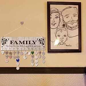 Gifts for Mom Grandma from Daughter, Unique Wooden Family Birthday Reminder Tracker Calendar Board Wall Hanging with 100 Tags, Best Gift Ideas for Christmas Birthday Mother's Day