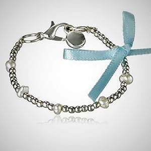 Child to Cherish Baby to Bride Bracelet, Infant Girls Silver and Pearl Jewelry, Personalized Frame, Newborn Religious Gift for Shower, Christening, Baptism