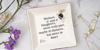 Ueerdand Gift for Mom from Daughter, Mother's Day, Christmas, Thanksgiving, Birthday Gift for Mother and Daughter Ceramic Ring Dish Decorative Jewelry Tray