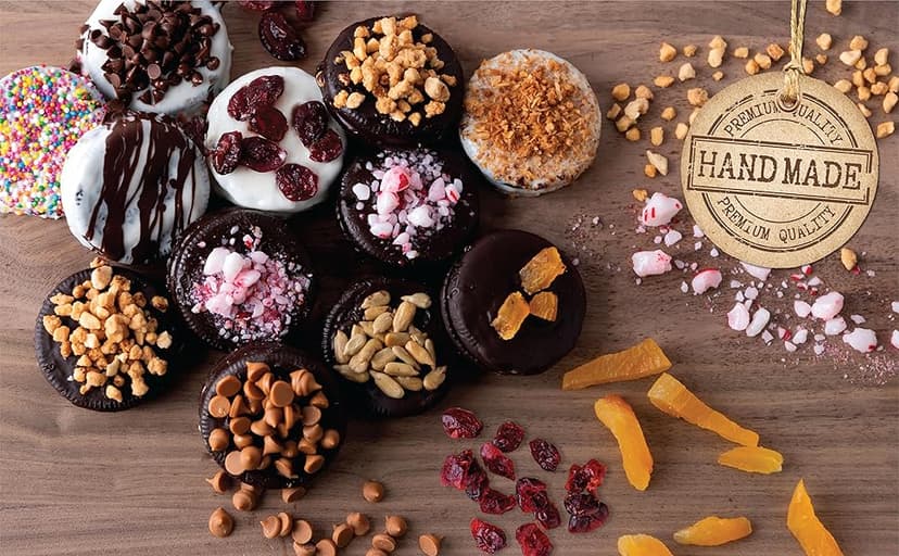 Barnetts Christmas Holiday Thanksgiving Cookies Gift Basket, 20 Gourmet Chocolate Covered Cookies Candy for Father, Son, Husband, Brother, Grandfather Food Delivery, Treats Baskets Gifts Ideas for Dad, Grandma, Friends, Co-workers