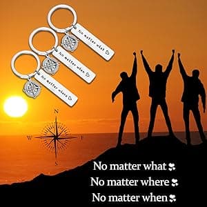 WUSUANED No Matter What Where When Compass Best Friend Keychain Set Long Distance Friendship Gift For Sister Best Friends