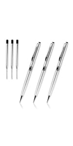 Cambond Ballpoint Pens Bulk Pens - Sliver Metal Pen Nice Luxury Pens for Men Business Office Police Comfortable Writing Twist Retractable 1.0 mm Medium Point Nice Pen, 5 Pack (Silver)