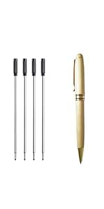 3 Pcs Wooden Pens Set with Gift Case/Best Writing Fountain Fancy Ballpoint Pen and Luxury Gel Pen with Ink Refills, Promotional Business Designer Pens