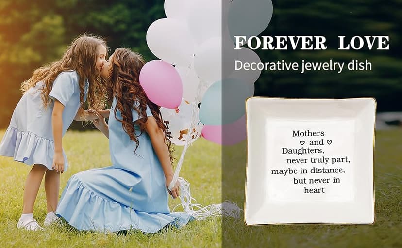 Ueerdand Gift for Mom from Daughter, Mother's Day, Christmas, Thanksgiving, Birthday Gift for Mother and Daughter Ceramic Ring Dish Decorative Jewelry Tray