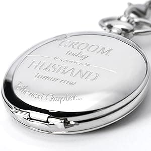 FJ FREDERICK JAMES Wedding Pocket Watches for Groomsman, Best Man, Groom, Father of The Bride & Groom I Silver Engraved I Complete Their Wedding Attire