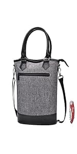 Tirrinia Insulated 2 Bottle Wine Gift Tote Bag - Wine Tumbler Glass Cooler Carrier for BYOB Restaurants, Wine Tasting, Travel, Park, Beach, Great Wine Lover Gift, Blue Stripe