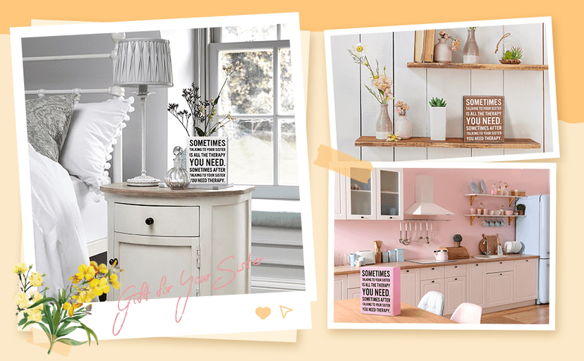 Jetec Funny Sister Gifts Sometimes Talking to Your Sister Is All the Therapy You Need Wood Sign 5.9 x 5.1 Inch Funny Plaques with Sayings Decorative for Christmas Home Decor