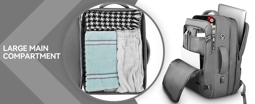 Carry On Backpack, 50L Extra Travel Laptop Backpack for Men Women, Big Bag Business Travel Essentials Gifts for men, 17 Inch Laptop Backpack Computer Bag Gifts for Him Men, Grey