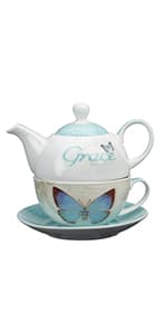 Christian Art Gifts Botanic Purple Butterfly Ceramic Coffee Mug Inspirational Coffee Cup for Women & Men 12 oz. Lead-free Microwave and Dishwasher Safe Coffee Mug with Bible Verse: Blessed - Jer. 17:7