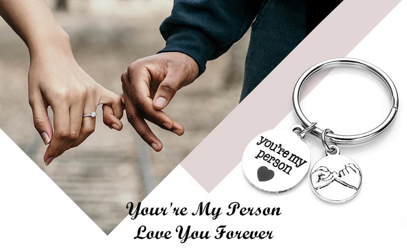 Jovivi 2pcs You Are My Person Pinky Promise Charm Pendant Keychain Jewelry Set - Valentines Day Best Friend Gift