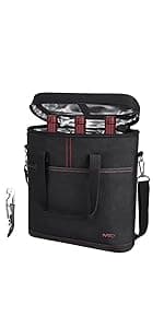 Tirrinia Insulated 2 Bottle Wine Gift Tote Bag - Wine Tumbler Glass Cooler Carrier for BYOB Restaurants, Wine Tasting, Travel, Park, Beach, Great Wine Lover Gift, Blue Stripe