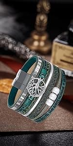 Inspirational Tree of Life Leather Bracelets for Women,Birthday Mothers Day Jewelry Gifts for Teen Girls