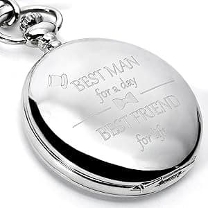 FJ FREDERICK JAMES Wedding Pocket Watches for Groomsman, Best Man, Groom, Father of The Bride & Groom I Silver Engraved I Complete Their Wedding Attire
