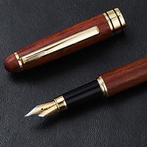 3 Pcs Wooden Pens Set with Gift Case/Best Writing Fountain Fancy Ballpoint Pen and Luxury Gel Pen with Ink Refills, Promotional Business Designer Pens