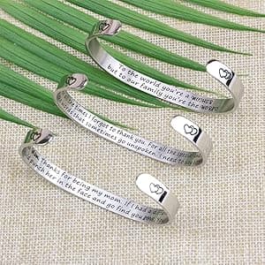 JoycuFF Bracelets for Women Personalized Inspirational Jewelry Mantra Cuff Bangle Friend Encouragement Gift for Her