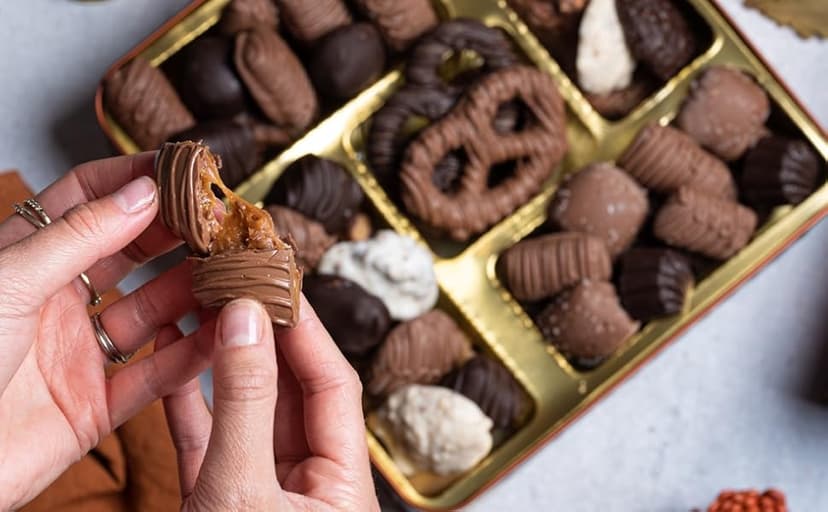 Chocolate Gift Basket - Chocolate Gift Box, Gourmet Food Gifts Prime - Assorted Treat Tray Tin for Men and Women- Kosher Hannukah Gift- Bonnie and Pop