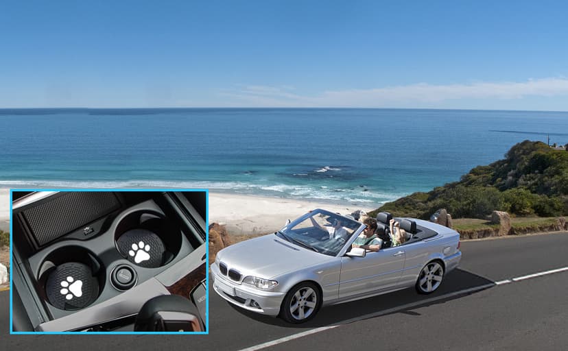 Car Cup Holder Coasters-Car Interior Accessories 2.75 inch Silicone Anti Slip Cute Dog Paw Car Coaster -Universal (Pack of 2)