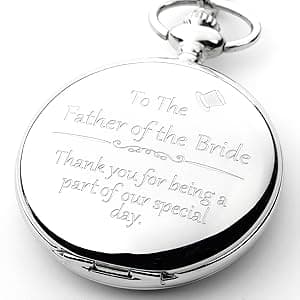 FJ FREDERICK JAMES Wedding Pocket Watches for Groomsman, Best Man, Groom, Father of The Bride & Groom I Silver Engraved I Complete Their Wedding Attire