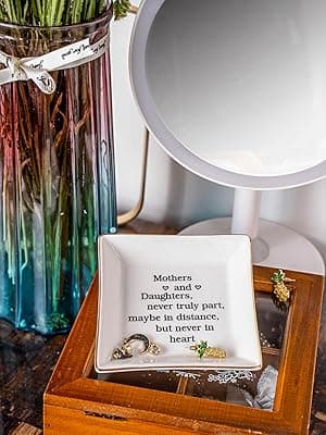 Ueerdand Gift for Mom from Daughter, Mother's Day, Christmas, Thanksgiving, Birthday Gift for Mother and Daughter Ceramic Ring Dish Decorative Jewelry Tray